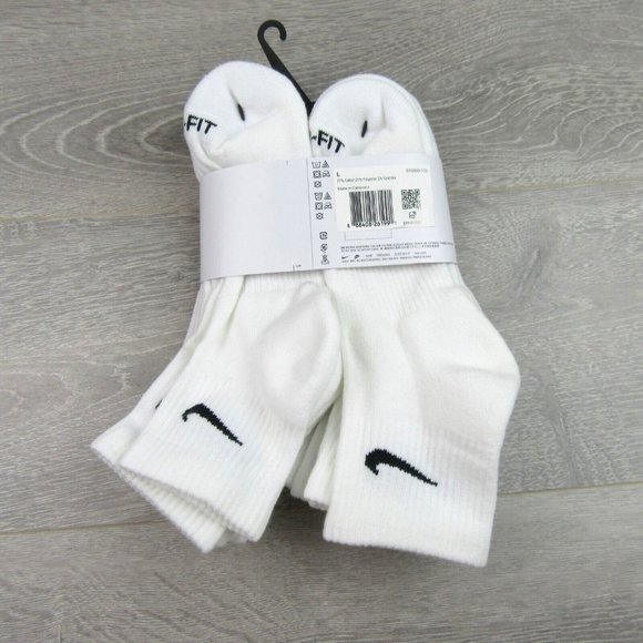 Nike Everyday Plus Cushioned Ankle Socks 6 Pack Men's 8-12 White NEW - Picture 9 of 9